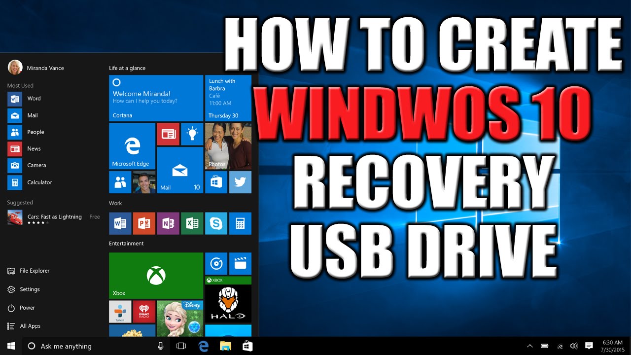 create windows 10 recovery usb